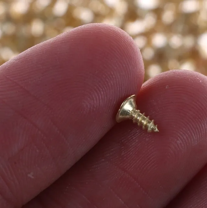 Hinge Flat Phillips Self-Tapping Screw Furniture Brass Plated Nail Gold Cross Countersunk Head 2*6mm